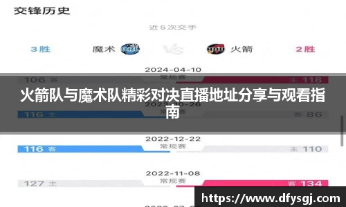 火箭队与魔术队精彩对决直播地址分享与观看指南